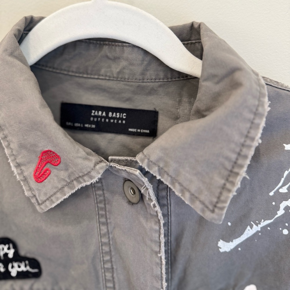 Zara Basic Graffiti Utility Jacket Custom Streetw… - image 3